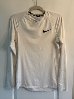 Nike White Dri-FIT Slim Fit Top with Black Neckband